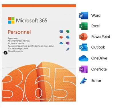 Microsoft 365 Personnel - pour 1 an - Licence 1 Utilisateur - Téléchargement