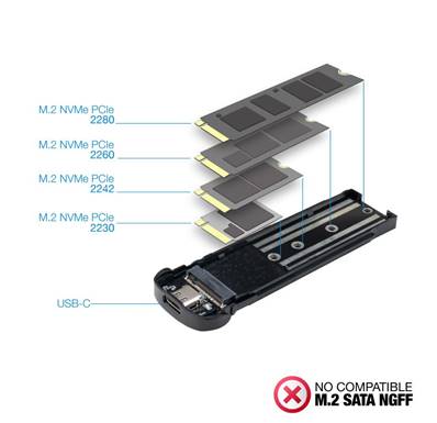 BOITIER EXTERNE - USB-C - M.2 NVME - TOOQ - USB 3.1 GEN 2