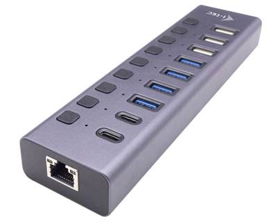 I-TEC HUB USB 9 Ports - USB-C vers 3xUSB2.0, 4xUSB3.0, 2xUSB-C 3.2 et LAN - 60W - CACHARGEHUB9LAN