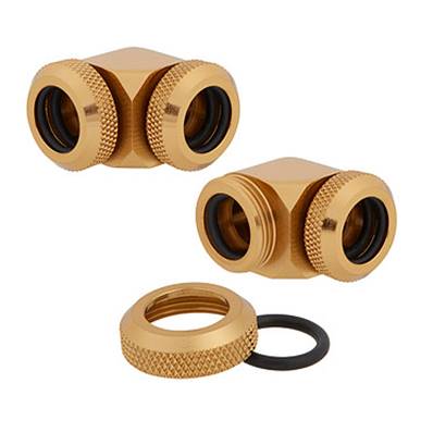 Pack de 2 Embouts 12mm - CORSAIR - Hydro X Series XF - 90 Degree - Or ( Gold ) - ( CX-9052023-WW )