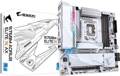 Carte Mère AORUS B760M-AORUS ELITE X AX - Socket 1700 - DDR5 - Blanche