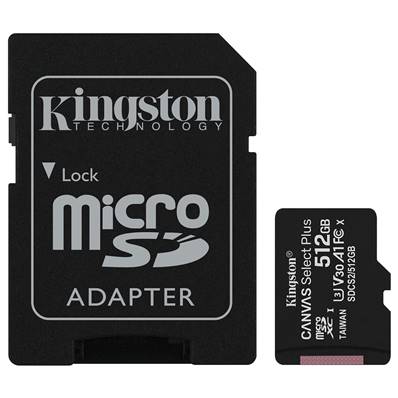 Mémoire Micro SDCard XC - Kingston - 512 Go - 100 Mo - UHS 3 - Canvas