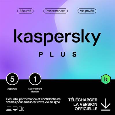 Antivirus - Kaspersky - Plus 2023 - 5 Utilisateurs - 1 an