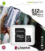 Mémoire Micro SDCard XC - Kingston - 512 Go - Class 10 - UHS 3 - Canvas