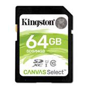 Mémoire SDCard XC - Kingston - 64Go - Canvas Select - Classe Vitesse UHS-I U1